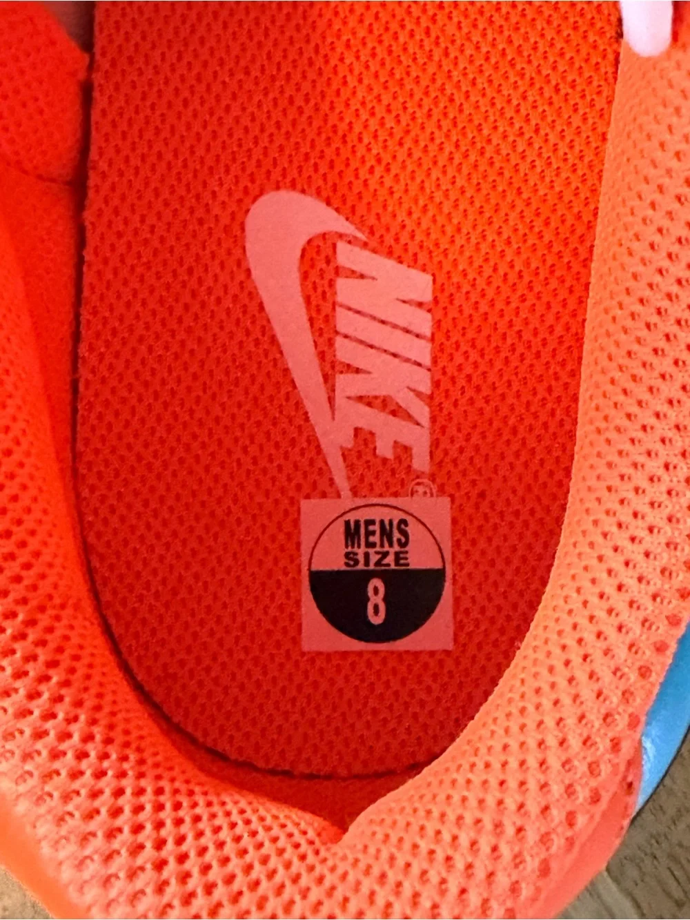 Nike Men’s Turquoise & Navy Low-Top Sneakers with Orange Accents. Size 8. No Box